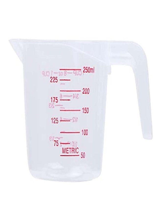 طقم أكواب قياس بلاستيكية مكون من 3 قطع شفاف/ أحمر Small Cup 250, Medium Cup 500, Large Cup 1000ملليلتر - Image 3